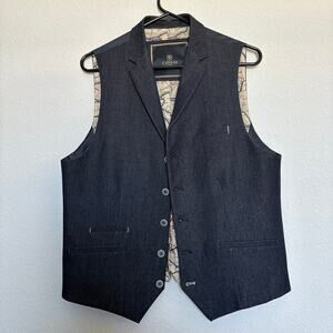 Cavan Suit Vest Waistcoat UK 40 EU 50 Navy  Map Lining OldMoney Western